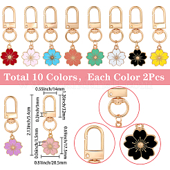 20Pcs 10 Colors Alloy Enamel Flower Pendant Decorations&nbsp;HJEW-SC0002-80