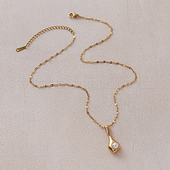 Vintage European 304 Stainless Steel and Imitation Pearl Teardrop Pendant Necklaces&nbsp;ZN0215