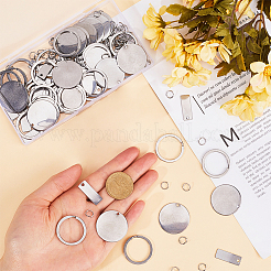 DIY Rectangle/Flat Round Stainless Steel Blank Tag Keychain Making Kit&nbsp;DIY-SC0026-56