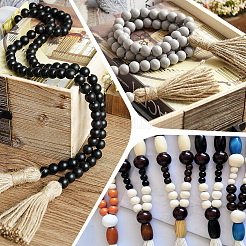 250Pcs 5 Colors Spray Painted Round Natural Schima Wood Beads&nbsp;WOOD-PA0001-74