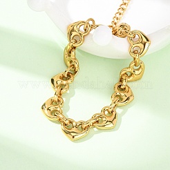 304 Stainless Steel Heart Link Chain Bracelets for Women&nbsp;BJEW-F536-19G