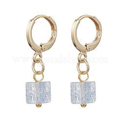6 Pairs Brass Crackle Glass Hoop Earrings&nbsp;EJEW-JE06616