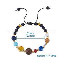 7 Chakras Nine Planets Braided Bead Bracelets&nbsp;BJEW-TAC0001-01