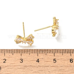 Brass Cubic Zirconia Stud Earrings&nbsp;EJEW-M048-04G