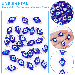 30Pcs Handmade Evil Eye Lampwork Connector Charms&nbsp;LAMP-UN0001-01