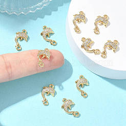 SHEGRACE Brass Micro Pave Clear Cubic Zirconia Dolphin Links Connector Charms&nbsp;XGRQ3K383-568G