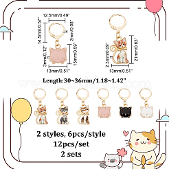 Cat Alloy Enamel Pendant Stitch Markers&nbsp;HJEW-AB00281