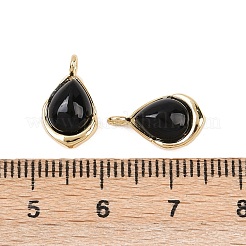 Natural Black Onyx(Dyed & Heated) Teardrop Charms&nbsp;KK-B157-33B-G