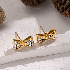 304 Stainless Steel Bowknot Stud Earrings&nbsp;HI2869