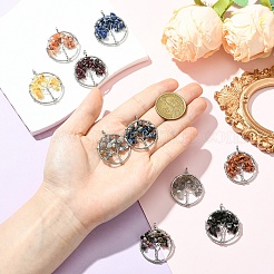 5Pcs Mixed Gemstone Chip Pendants&nbsp;G-YW0002-46