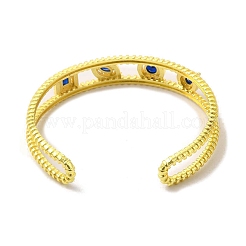 Square & Teardrop & Horse Eye Glass Open Cuff Bangle with Cubic Zirconia&nbsp;BJEW-A136-01G-01