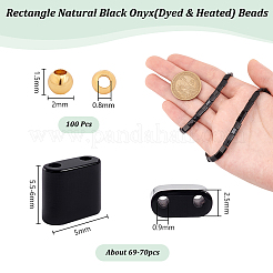 1 Strand Rectangle Natural Black Onyx(Dyed & Heated) Beads Strands&nbsp;G-NB0005-54B