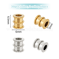 60Pcs 2 Colors 201 Stainless Steel Beads&nbsp;STAS-UN0052-07