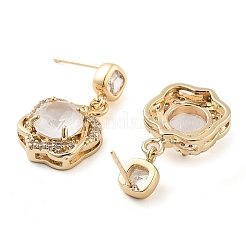 Brass with Glass Dangle Studs Earrings&nbsp;EJEW-Q800-12KCG