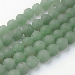 Frosted Round Natural Green Aventurine Bead Strands&nbsp;X-G-J338-05-8mm