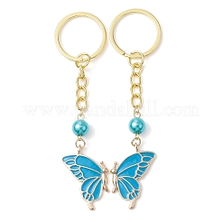 5 Pairs 5 Colors Butterfly Alloy Enamel Keychains&nbsp;KEYC-JKC00712