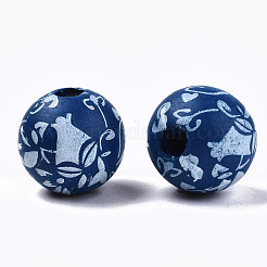 Printed Natural Wooden Beads&nbsp;WOOD-R270-11A