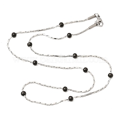 304 Stainless Steel Boston Link Chain with Rondelle Beads Necklaces&nbsp;NJEW-K305-03P