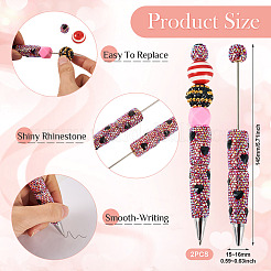 2Pcs Polymer Clay Rhinestones Ball-Point Pen&nbsp;OFST-TA0001-03D
