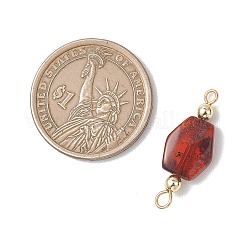 Gradient Color Natural Amber Nuggets Connector Charms&nbsp;PALLOY-JF04988