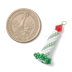 3Pcs Glass Seed Beaded Christmas Candle Pendants&nbsp;PALLOY-MZ01003