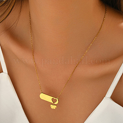 201 Stainless Steel Oval Tag Hollow Heart Bowknot Pendant Necklaces for Women&nbsp;LL2780