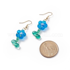 Lampwork Flower & Glass Flower of Life Dangle Earrings&nbsp;EJEW-TA00144