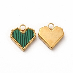 Synthetic Malachite Dyed Heart Charms&nbsp;STAS-A076-08G