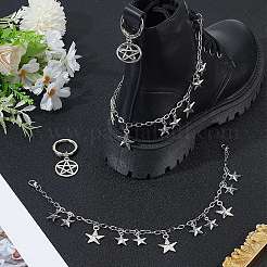 4Pcs 2 Styles Brass Twisted Chains Boot Strap Chains & Alloy Shoes Charms Sets&nbsp;HJEW-BM0001-08