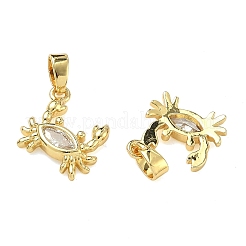 Brass Micro Pave Clear Cubic Zirconia Pendants&nbsp;KK-A294-15G