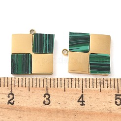 Synthetic Malachite Square Charms&nbsp;STAS-Q345-25G