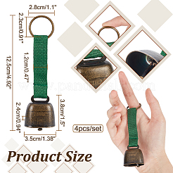 4Pcs 4 Colors Iron Bear Bells with Webbing Keychain&nbsp;KEYC-NB0001-73