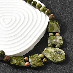 Natural Unakite Faceted Bib Graduated Beaded Necklaces for Women&nbsp;NJEW-B128-01N