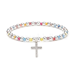 4Pcs 4 Color Glass & Synthetic Hematite Round Beaded Stretch Bracelets Set&nbsp;BJEW-JB08944