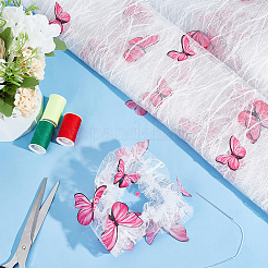 Butterfly Pattern Polyester with PET Embroidery Lace Fabric&nbsp;DIY-WH0419-45