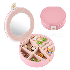 Round PU Leather & Plastic Jewelry Set Storage Box&nbsp;CON-TAC0014-06B