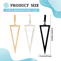3 Pairs 3 Colors Alloy Hollow Out Triangle Dangle Stud Earrings for Women&nbsp;EJEW-AN0003-03