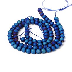Electroplate Natural Agate Round Bead Strands&nbsp;G-M171-12mm-05