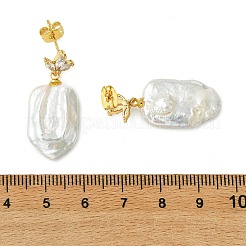 Brass Micro Pave Cubic Zirconia Stud Dangle Earrings for Women&nbsp;EJEW-JE07279