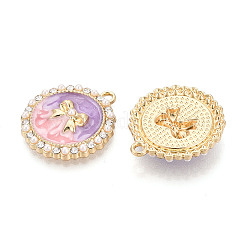 Rack Plating Alloy Enamel and ABS Imitation Pearl Pendants&nbsp;ENAM-T091-61M