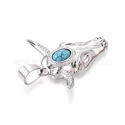 Brass and Synthetic Turquoise Pendants&nbsp;KK-T079-03A-P