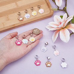 12Pcs 6 Colors Cat Paw Print Resin Stethoscope Pendant Decorations&nbsp;HJEW-OC00161