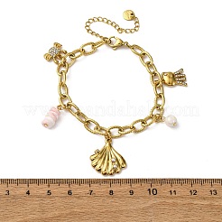 304 Stainless Steel Cable Chain Charm Bracelets&nbsp;BJEW-L708-05G