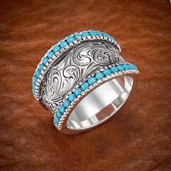 Retro Alloy & Turquoise Finger Rings&nbsp;FS-WG1E1DC-03