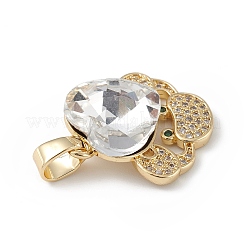 Rack Plating Brass Micro Pave Cubic Zirconia Pendants&nbsp;KK-C015-01G-01
