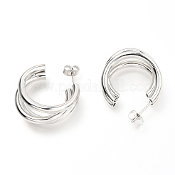 Tarnish Resistant 304 Stainless Steel Half Hoop Earrings&nbsp;EJEW-C501-18P