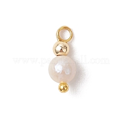 Natural Freshwater Pearl Potato with Brass Beaded Charms&nbsp;PALLOY-JF04946-01