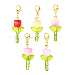 5Pcs Tulip Glass Pendant Decorations&nbsp;HJEW-JM04155