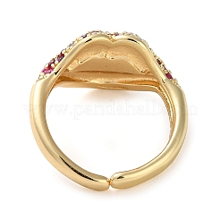 Rack Plating Brass Micro Pave Cubic Zirconia Open Cuff Rings&nbsp;RJEW-K266-01G-02