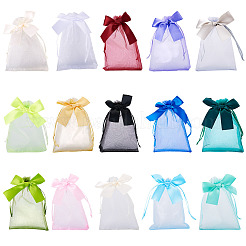 30Pcs 15 Colors Rectangle Organza Drawstring Bags&nbsp;ABAG-TA0001-89